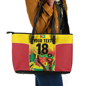 Custom Guyana Football Pride Leather Tote Bag Golden Jaguars Go Champion - Yellow - African Pride