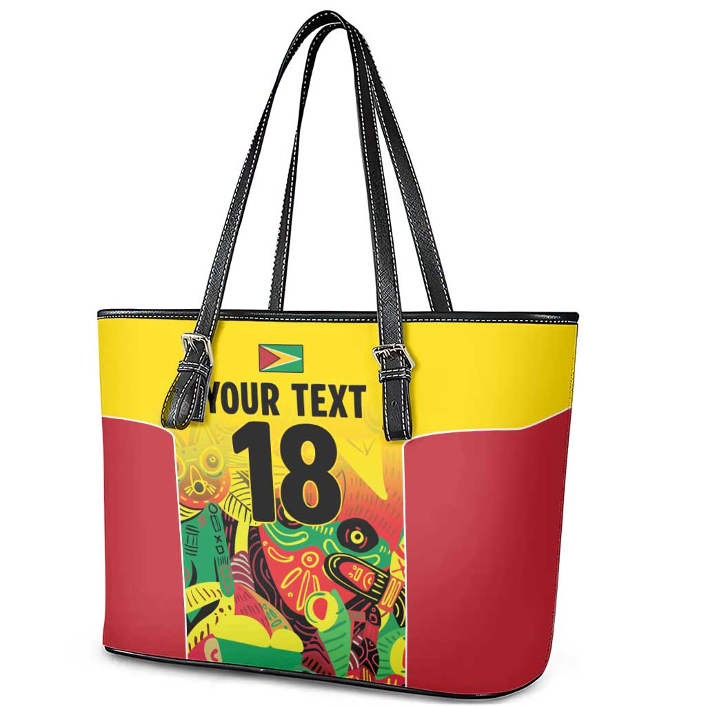 Custom Guyana Football Pride Leather Tote Bag Golden Jaguars Go Champion - Yellow - African Pride