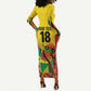 Custom Guyana Football Pride Long Sleeve Bodycon Dress Golden Jaguars Go Champion - Yellow - African Pride