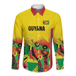 Custom Guyana Football Pride Long Sleeve Button Shirt Golden Jaguars Go Champion - Yellow - African Pride