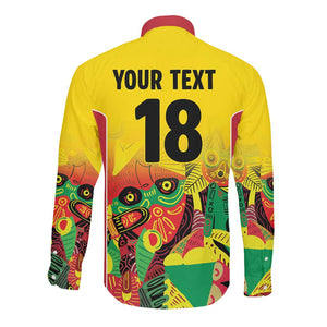 Custom Guyana Football Pride Long Sleeve Button Shirt Golden Jaguars Go Champion - Yellow - African Pride