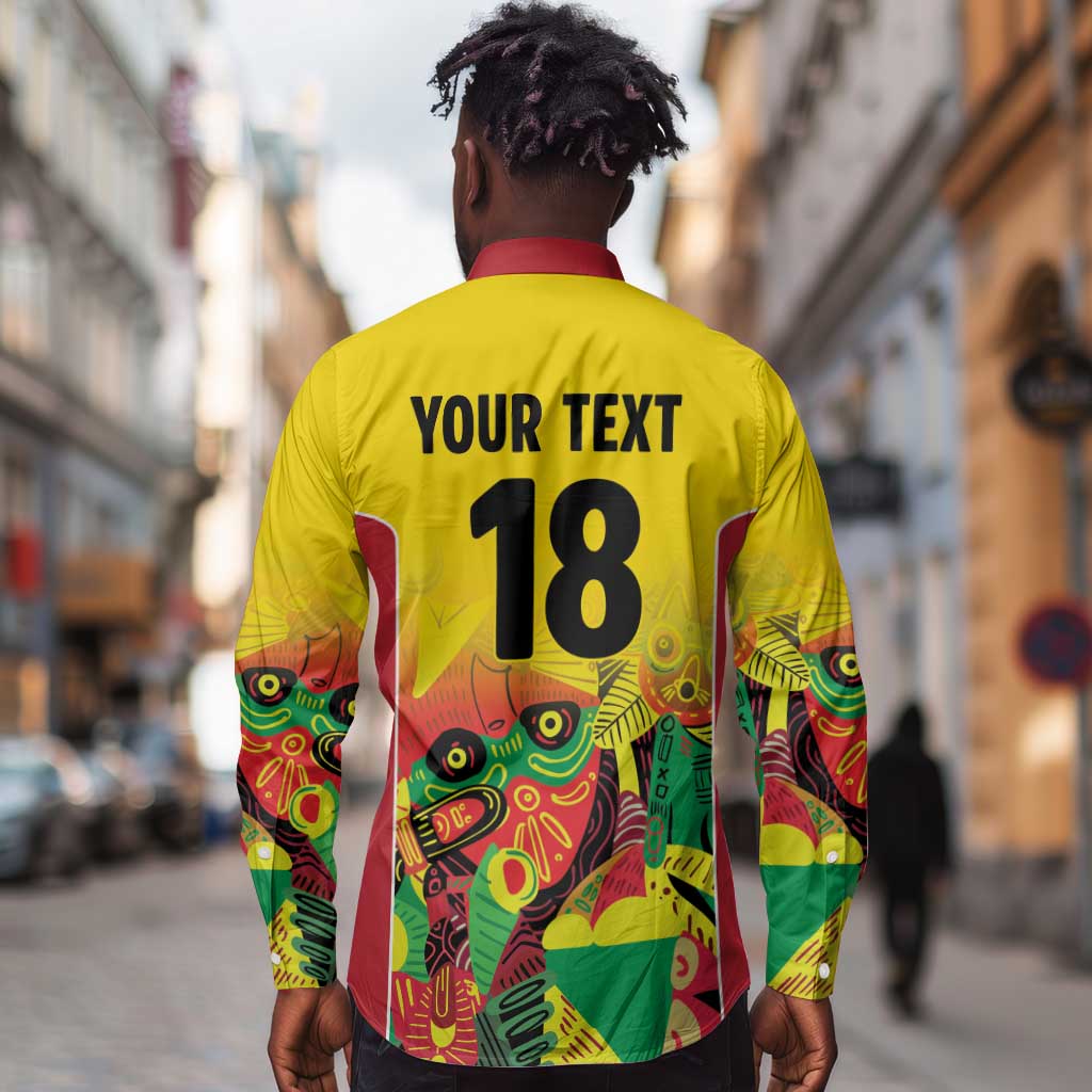 Custom Guyana Football Pride Long Sleeve Button Shirt Golden Jaguars Go Champion - Yellow - African Pride