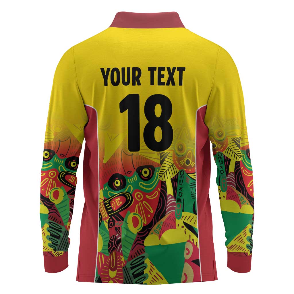 Custom Guyana Football Pride Long Sleeve Polo Shirt Golden Jaguars Go Champion - Yellow - African Pride