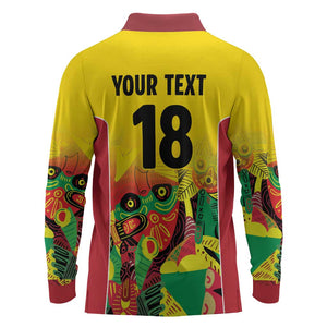 Custom Guyana Football Pride Long Sleeve Polo Shirt Golden Jaguars Go Champion - Yellow - African Pride