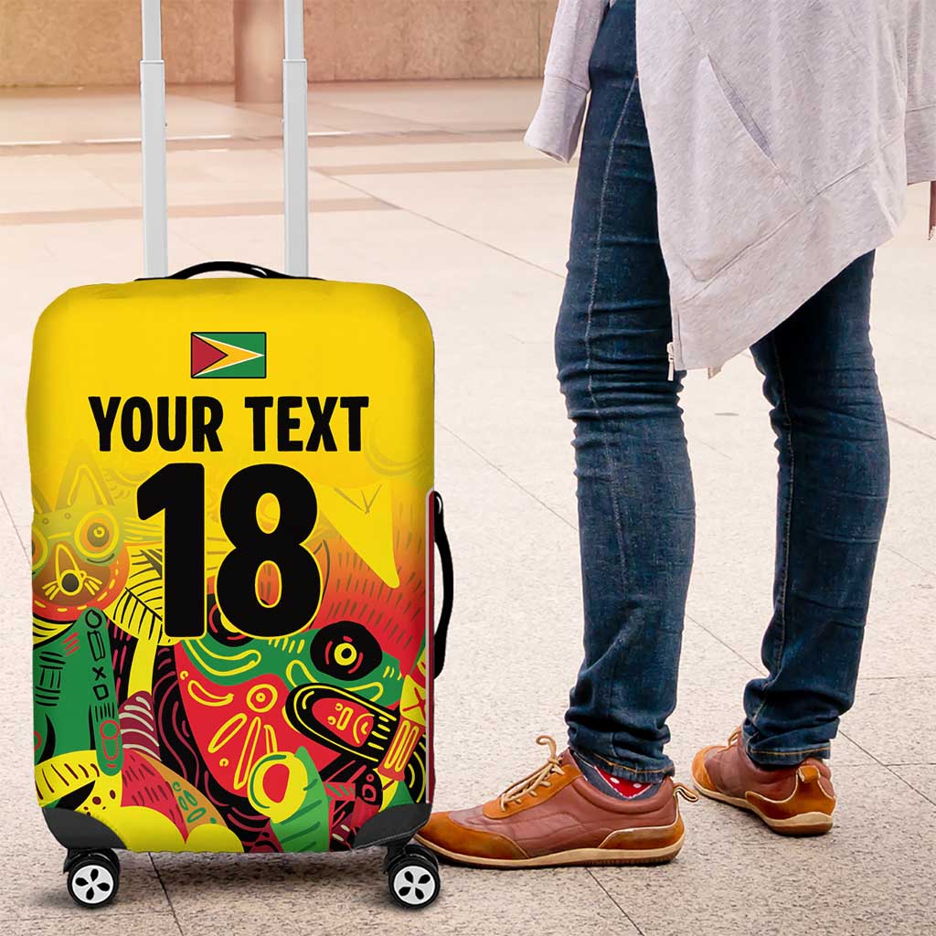 Custom Guyana Football Pride Luggage Cover Golden Jaguars Go Champion - Yellow - African Pride
