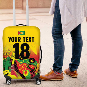 Custom Guyana Football Pride Luggage Cover Golden Jaguars Go Champion - Yellow - African Pride