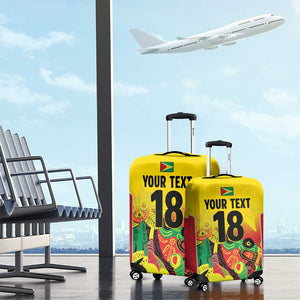 Custom Guyana Football Pride Luggage Cover Golden Jaguars Go Champion - Yellow - African Pride