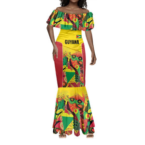 Custom Guyana Football Pride Mermaid Dress Golden Jaguars Go Champion - Yellow - African Pride