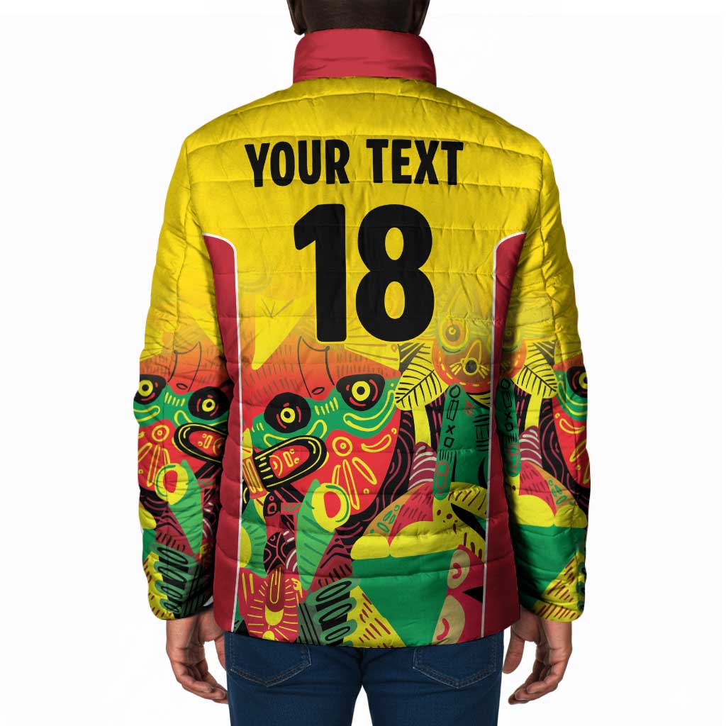 Custom Guyana Football Pride Padded Jacket Golden Jaguars Go Champion - Yellow