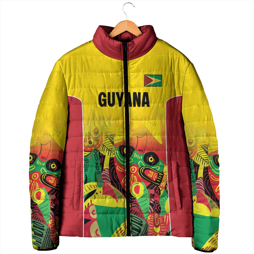 Custom Guyana Football Pride Padded Jacket Golden Jaguars Go Champion - Yellow