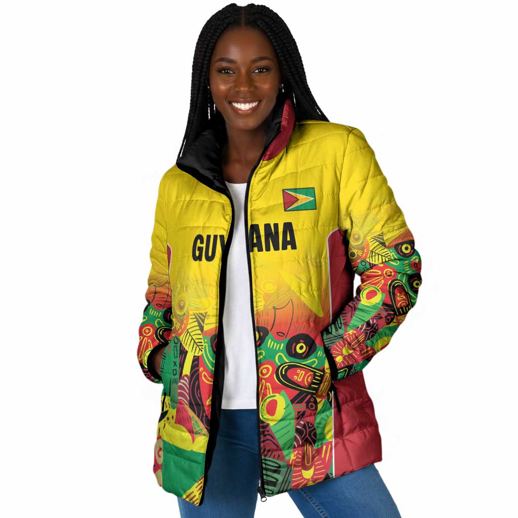 Custom Guyana Football Pride Padded Jacket Golden Jaguars Go Champion - Yellow