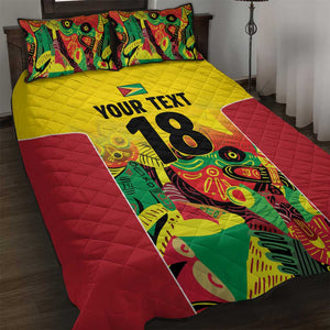 Custom Guyana Football Pride Quilt Bed Set Golden Jaguars Go Champion - Yellow - African Pride