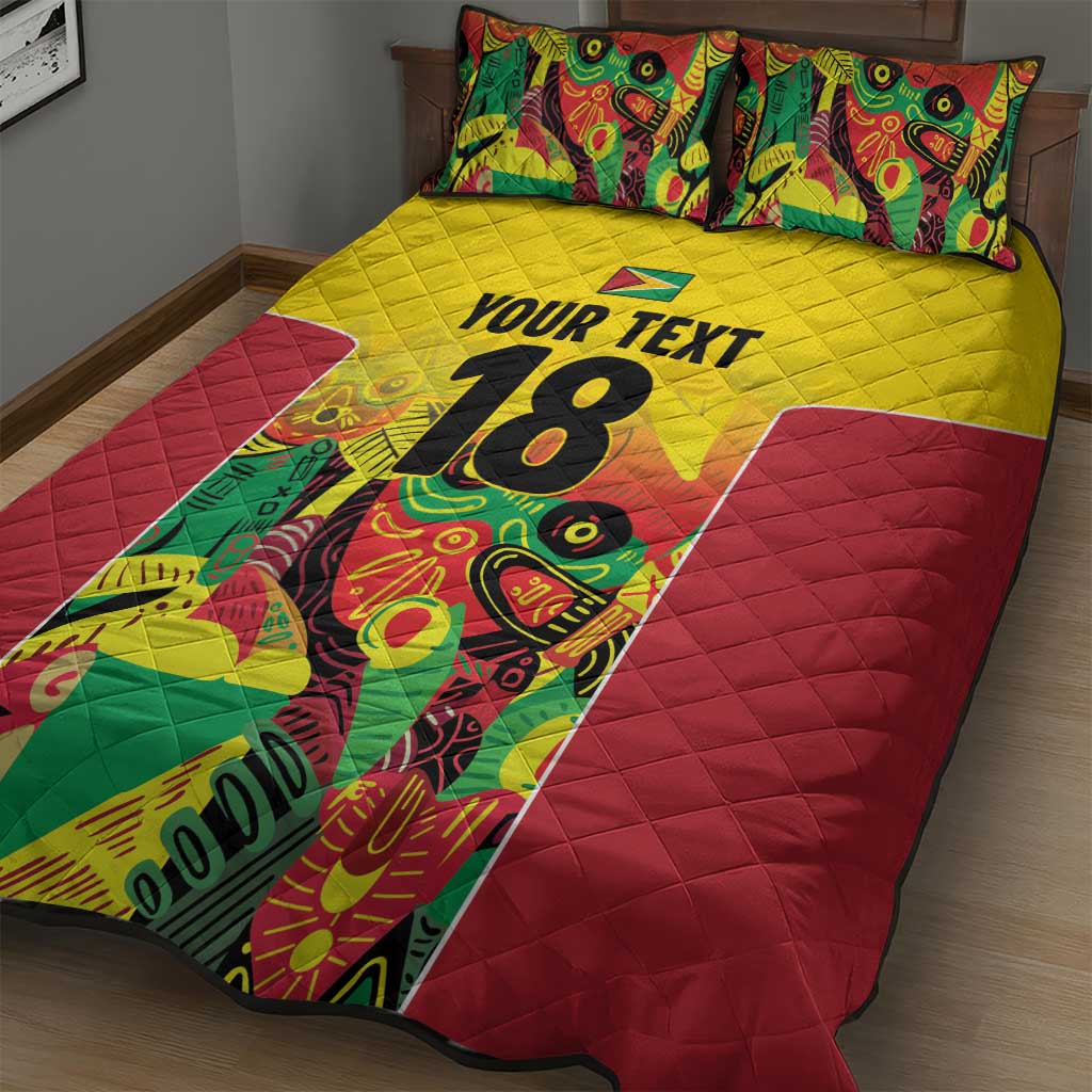 Custom Guyana Football Pride Quilt Bed Set Golden Jaguars Go Champion - Yellow - African Pride