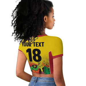 Custom Guyana Football Pride Raglan Cropped T shirt Golden Jaguars Go Champion - Yellow - African Pride