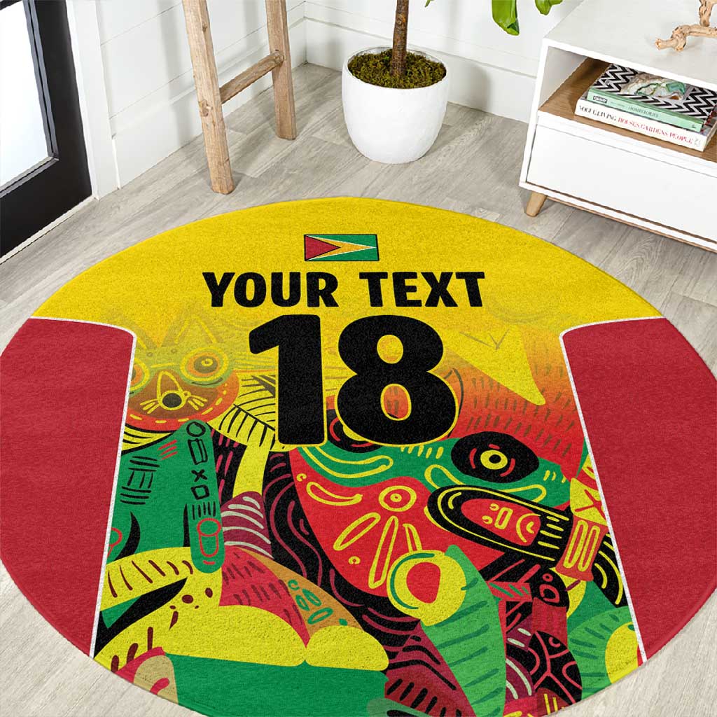 Custom Guyana Football Pride Round Carpet Golden Jaguars Go Champion - Yellow - African Pride