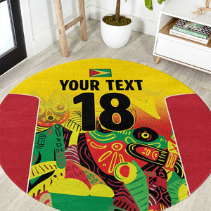 Custom Guyana Football Pride Round Carpet Golden Jaguars Go Champion - Yellow - African Pride
