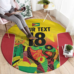 Custom Guyana Football Pride Round Carpet Golden Jaguars Go Champion - Yellow - African Pride
