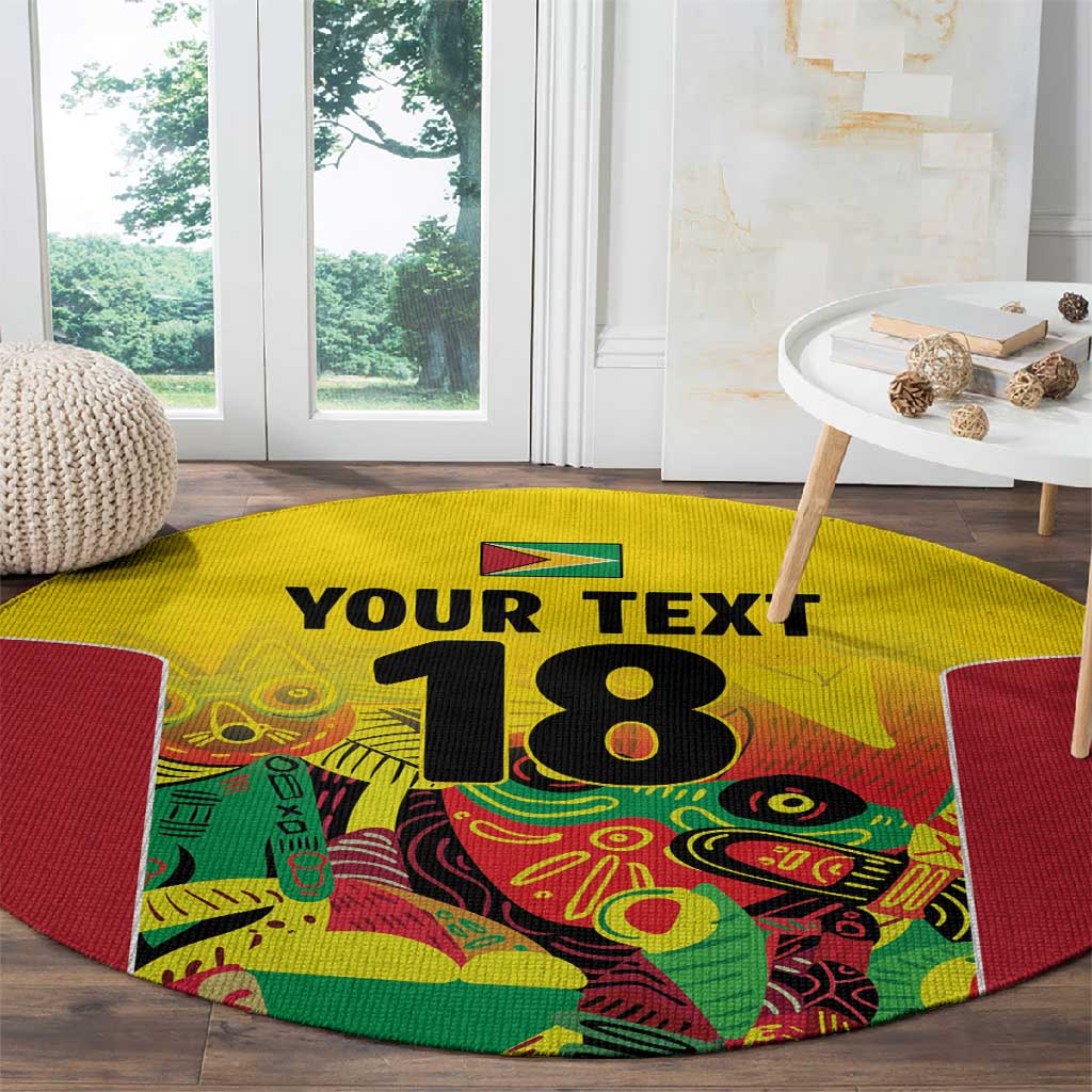Custom Guyana Football Pride Round Carpet Golden Jaguars Go Champion - Yellow - African Pride