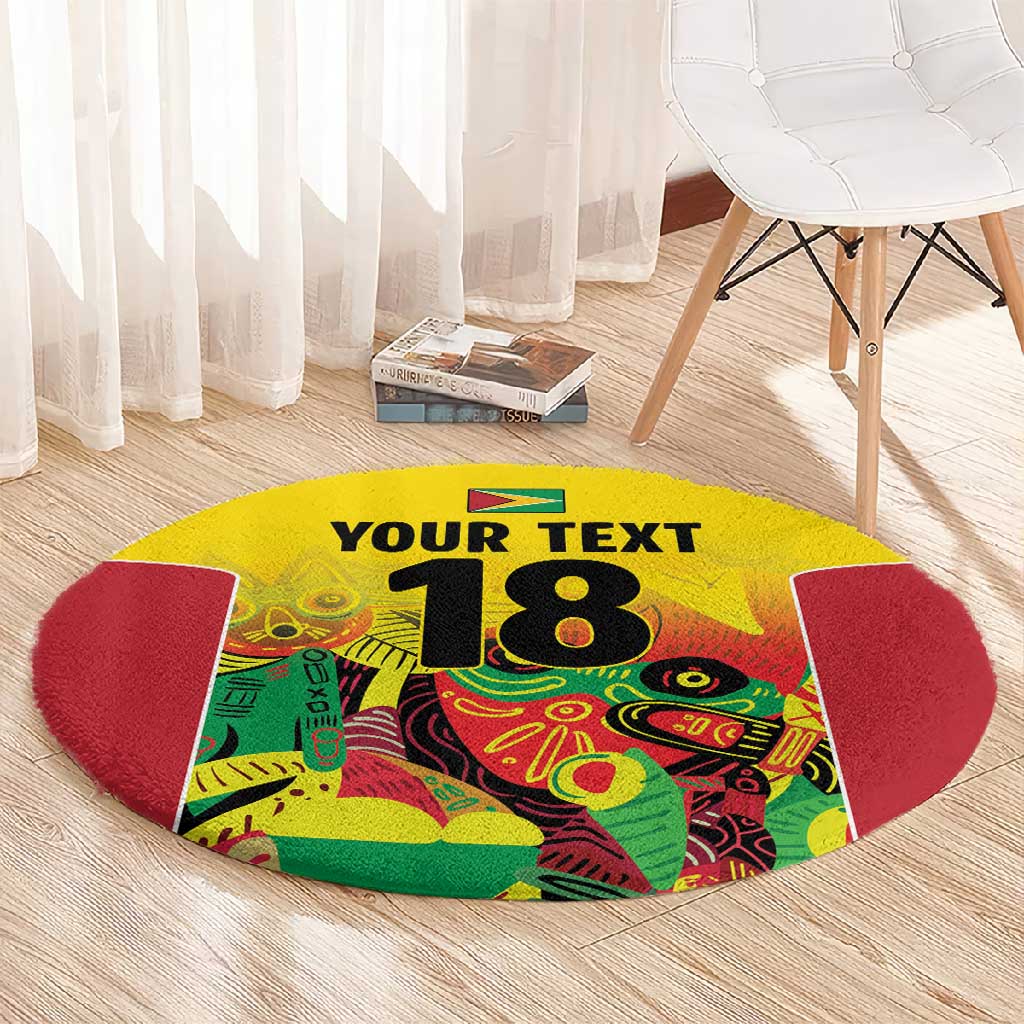 Custom Guyana Football Pride Round Carpet Golden Jaguars Go Champion - Yellow - African Pride