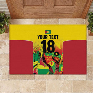 Custom Guyana Football Pride Rubber Doormat Golden Jaguars Go Champion - Yellow - African Pride