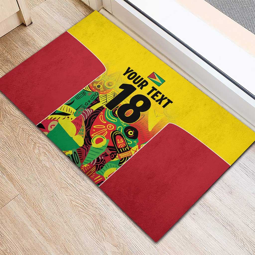 Custom Guyana Football Pride Rubber Doormat Golden Jaguars Go Champion - Yellow - African Pride