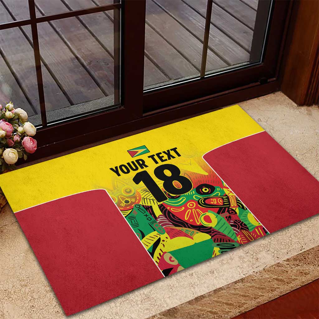 Custom Guyana Football Pride Rubber Doormat Golden Jaguars Go Champion - Yellow - African Pride