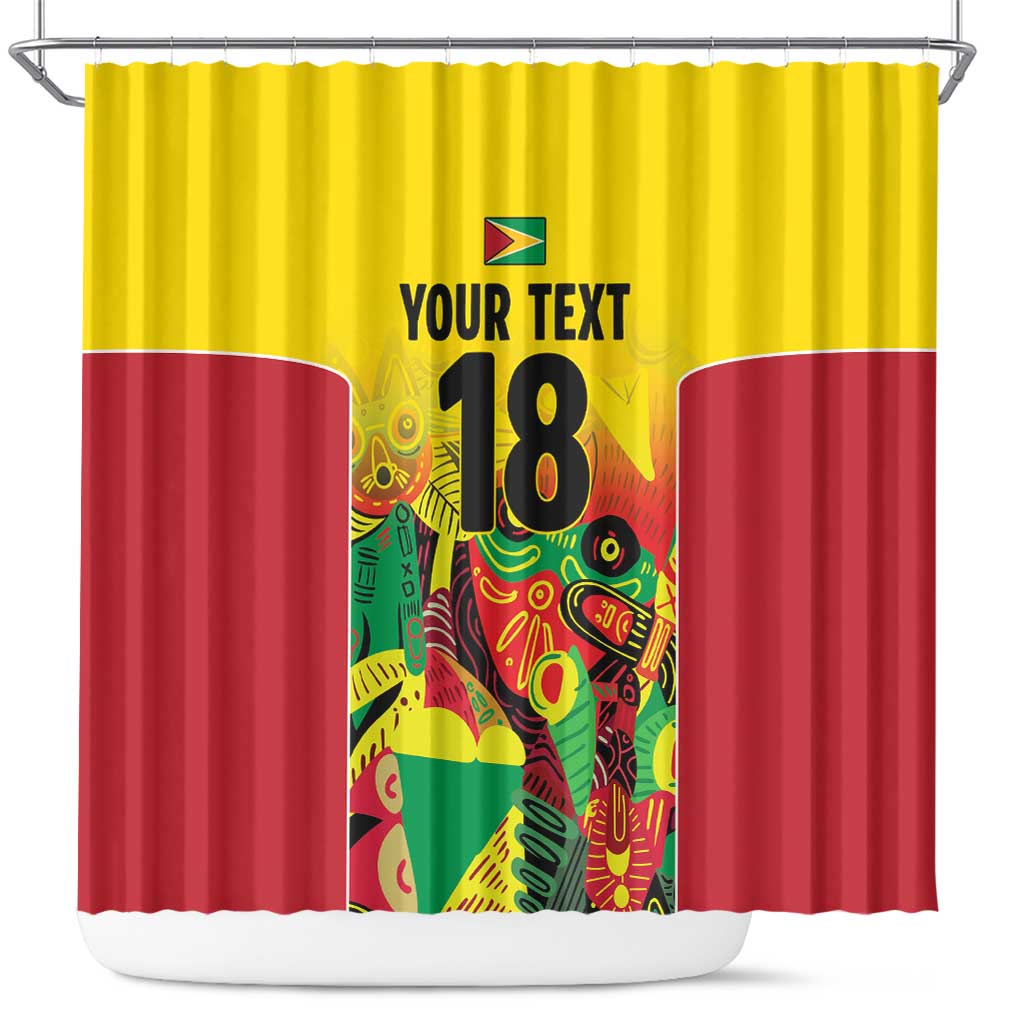 Custom Guyana Football Pride Shower Curtain Golden Jaguars Go Champion - Yellow - African Pride