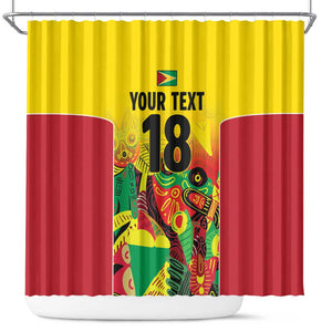 Custom Guyana Football Pride Shower Curtain Golden Jaguars Go Champion - Yellow - African Pride