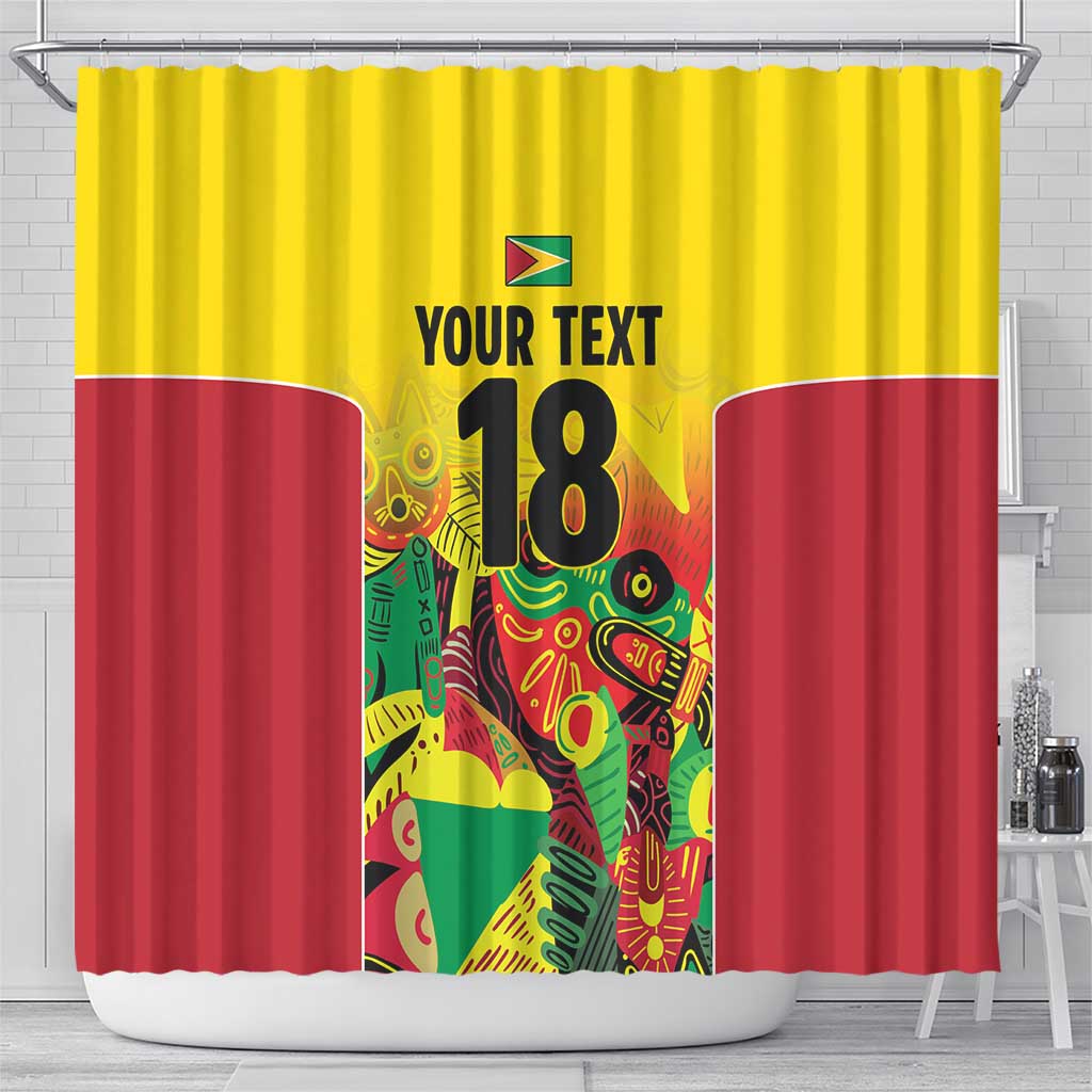 Custom Guyana Football Pride Shower Curtain Golden Jaguars Go Champion - Yellow - African Pride