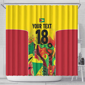 Custom Guyana Football Pride Shower Curtain Golden Jaguars Go Champion - Yellow - African Pride