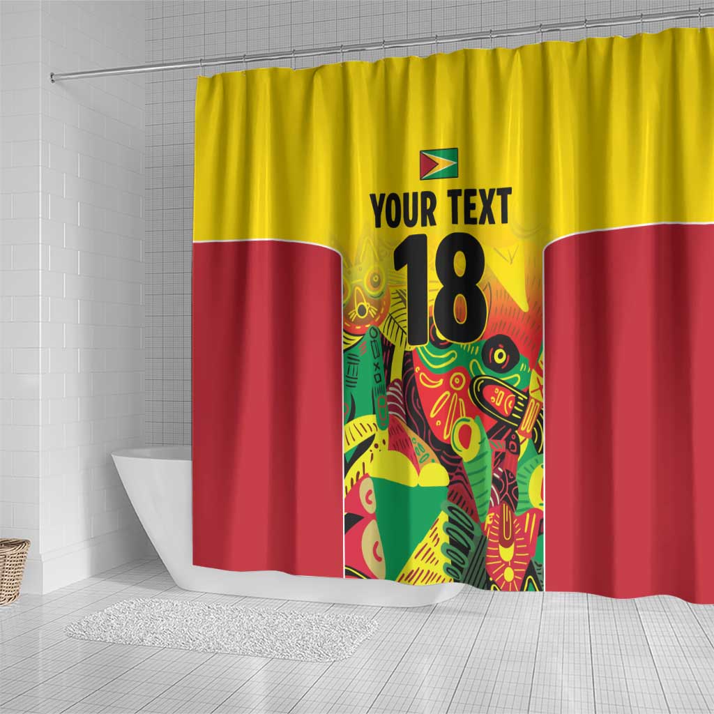 Custom Guyana Football Pride Shower Curtain Golden Jaguars Go Champion - Yellow - African Pride