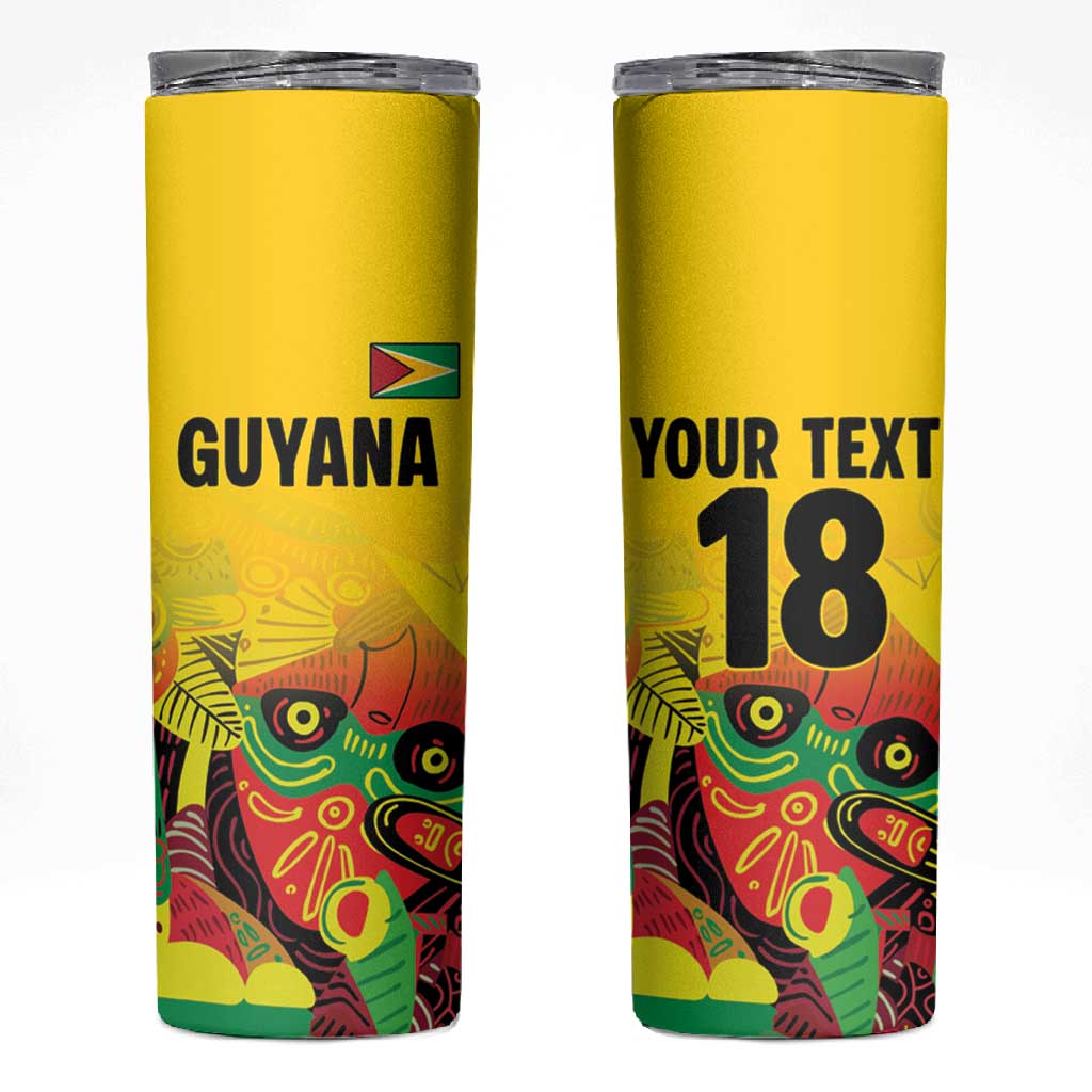 Custom Guyana Football Pride Skinny Tumbler Golden Jaguars Go Champion - Yellow - African Pride
