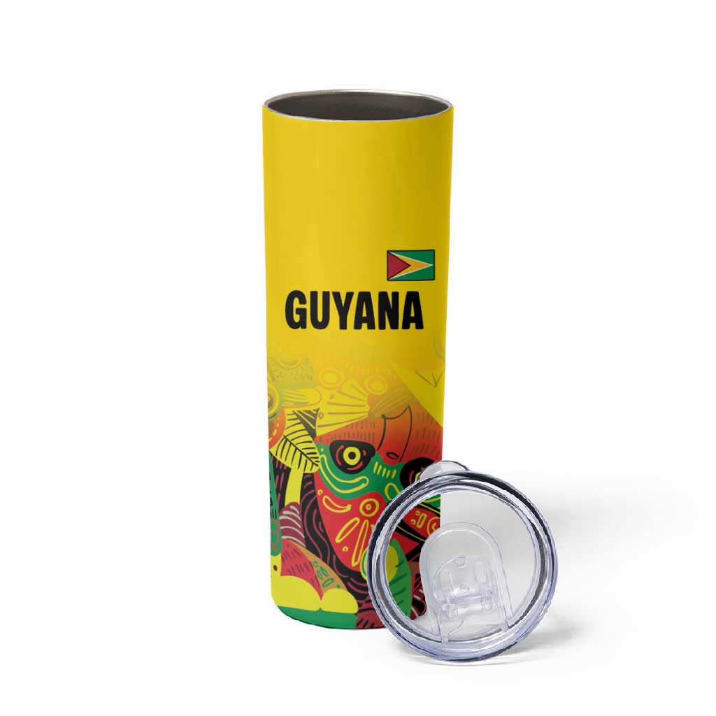 Custom Guyana Football Pride Skinny Tumbler Golden Jaguars Go Champion - Yellow - African Pride