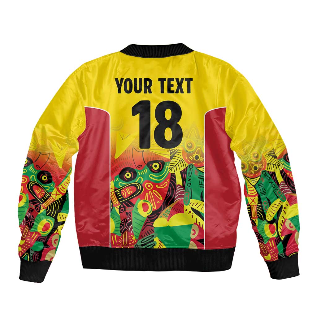 Custom Guyana Football Pride Sleeve Zip Bomber Jacket Golden Jaguars Go Champion - Yellow - African Pride