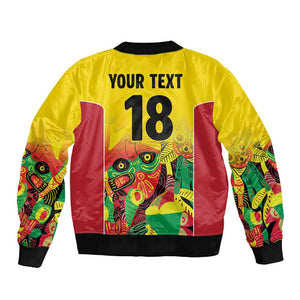 Custom Guyana Football Pride Sleeve Zip Bomber Jacket Golden Jaguars Go Champion - Yellow - African Pride