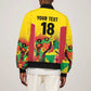 Custom Guyana Football Pride Sleeve Zip Bomber Jacket Golden Jaguars Go Champion - Yellow - African Pride