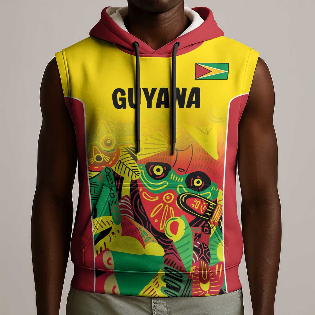 Custom Guyana Football Pride Sleeveless Hoodie Golden Jaguars Go Champion - Yellow - African Pride