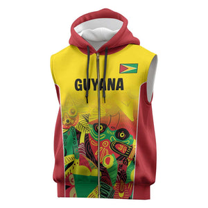 Custom Guyana Football Pride Sleeveless Zip Hoodie Golden Jaguars Go Champion - Yellow - African Pride