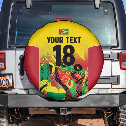 Custom Guyana Football Pride Spare Tire Cover Golden Jaguars Go Champion - Yellow - African Pride