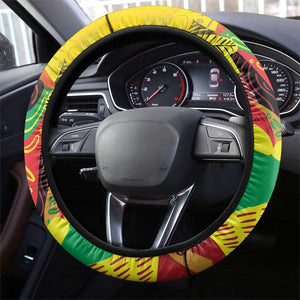 Guyana Football Pride Steering Wheel Cover Golden Jaguars Go Champion - Yellow - African Pride