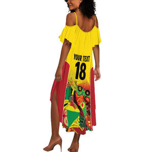 Custom Guyana Football Pride Summer Maxi Dress Golden Jaguars Go Champion - Yellow - African Pride