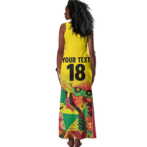 Custom Guyana Football Pride Tank Maxi Dress Golden Jaguars Go Champion - Yellow - African Pride