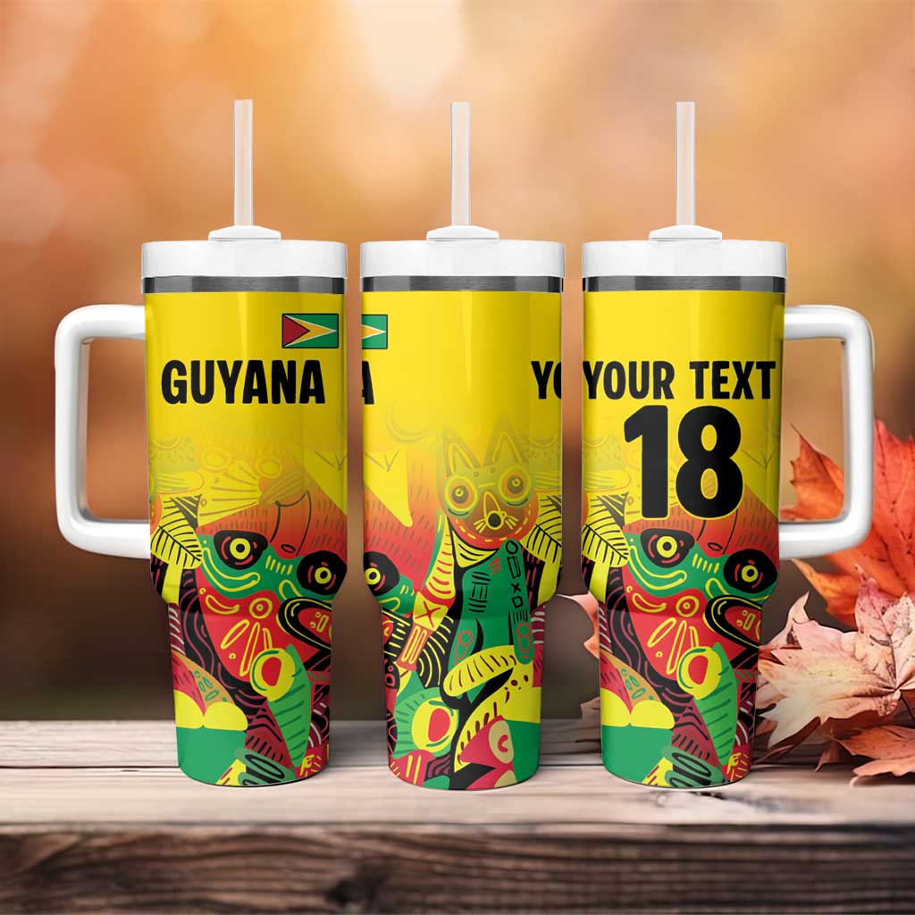 Custom Guyana Football Pride Tumbler With Handle Golden Jaguars Go Champion - Yellow - African Pride