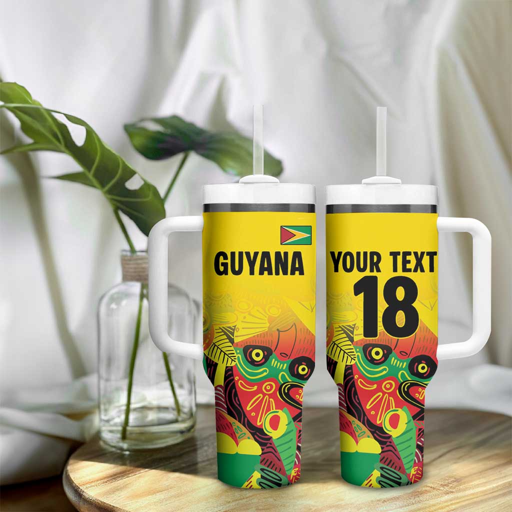Custom Guyana Football Pride Tumbler With Handle Golden Jaguars Go Champion - Yellow - African Pride