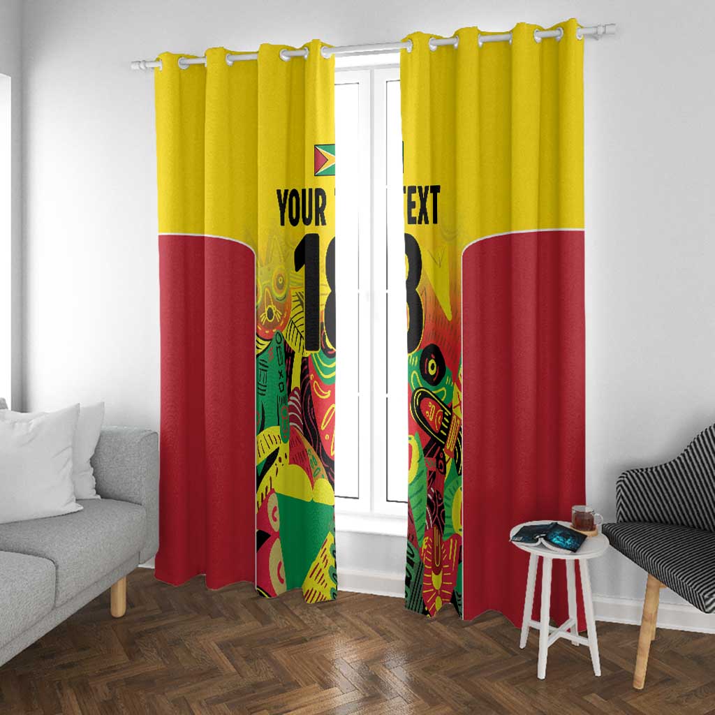 Custom Guyana Football Pride Window Curtain Golden Jaguars Go Champion - Yellow - African Pride