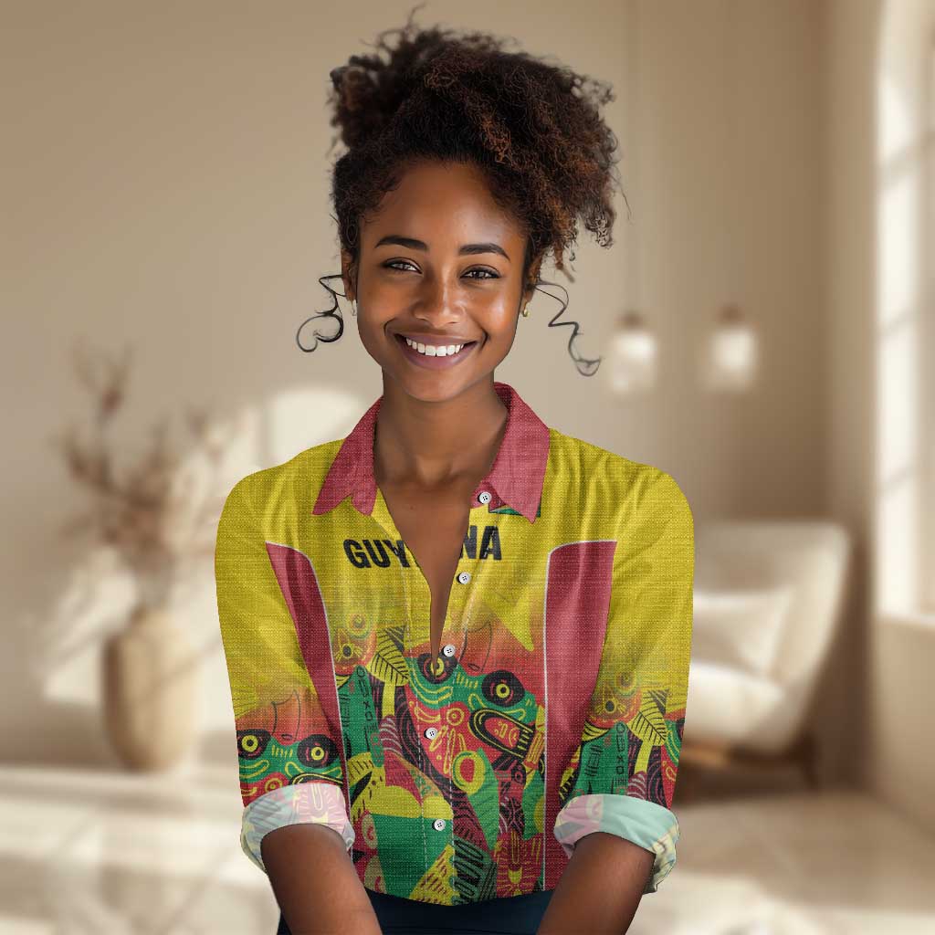 Custom Guyana Football Pride Women Casual Shirt Golden Jaguars Go Champion - Yellow - African Pride