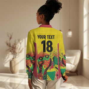 Custom Guyana Football Pride Women Casual Shirt Golden Jaguars Go Champion - Yellow - African Pride
