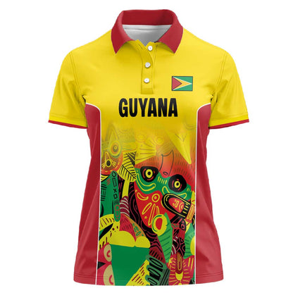 Custom Guyana Football Pride Women Polo Shirt Golden Jaguars Go Champion - Yellow - African Pride