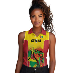 Custom Guyana Football Pride Women Sleeveless Polo Shirt Golden Jaguars Go Champion - Yellow - African Pride