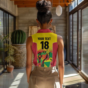 Custom Guyana Football Pride Women Sleeveless Polo Shirt Golden Jaguars Go Champion - Yellow - African Pride